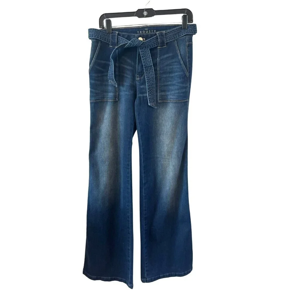 NWOT White House Black Market Womens Sky Utility Trouser Denim Jeans sz 4 Dark
